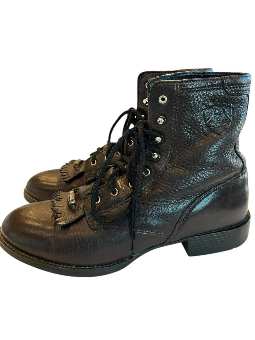 Ariat Boots Kiltie Packer Dark Brown Leather Round Toe Lace Up Womens Sz 8.5B
